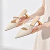 Damen-Hausschuhe und Damen-Sandalen, Leder, sexy Slides, schwarze Schuhe, spitze Zehen-Pantoletten, Vip Eva, koreanischer Stil, schick, elegant, im Angebot