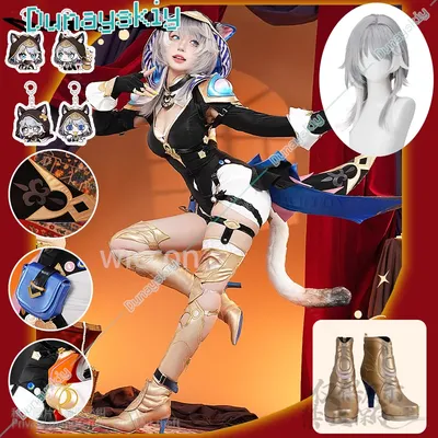 Honkai Star Rail Spiel Cosplay Cipher Anime Kostüm Sexy Katze Pelzigen Uniform Overall Punk Kapuze Image