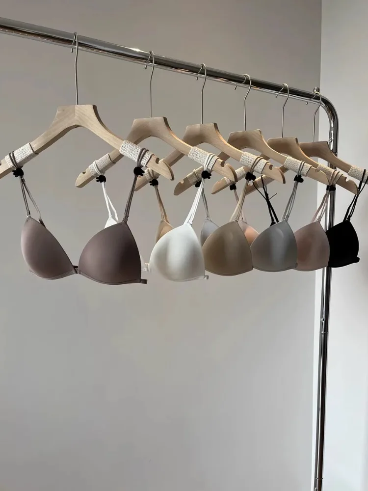 BH mit Vorderverschluss im französischen Stil, dünne Träger, Triangel-Cup für kleine Brüste, schöner nahtloser Bralette am Rücken, leicht, kabellos Image