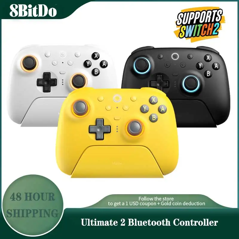 8BitDo Ultimate 2 Bluetooth-Gamepad-Gamecontroller mit TMR-Joysticks und Hall-Effekt-Trigger für Nintendo Switch 2, PC, Windows Image
