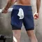 Pantaloncini fitness a doppio strato da uomo Fitness da uomo Allenamento in palestra Pantaloncini sportivi 2 in 1 Allenamento ad asciugatura rapida Jogging Doppio ponte Estate