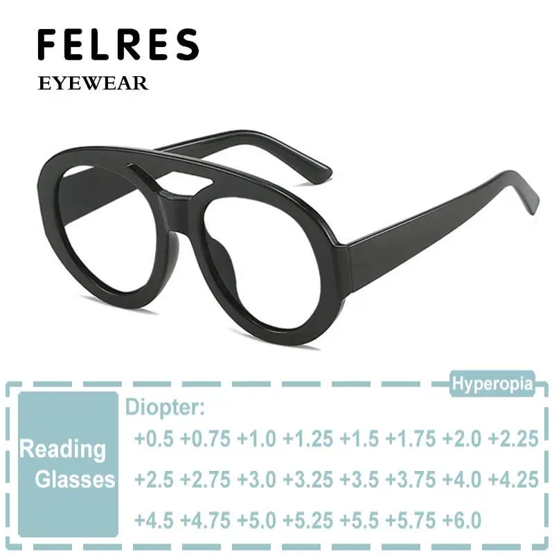 Marke Retro Doppelbrücke übergroße runde Lesebrille Damen brille Anti Blaulicht Brille Männer Presbyopie Brille Image
