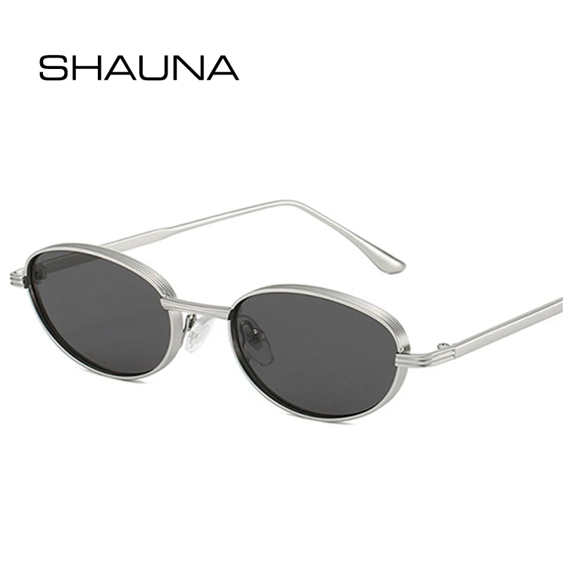SHAUNA Vintage Oval Metall Frauen Sonnenbrille Shades UV400 Mode Gradient Shades UV400 Männer Punk Sonnenbrille Image