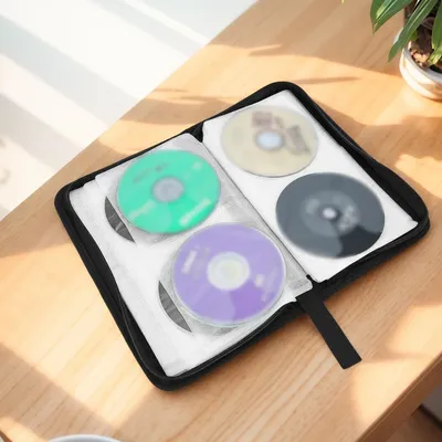 Portable Zipper DVD CD Holder 80pcs Capacity Double-side CD DVD Storage Sleeve Case Dustproof
