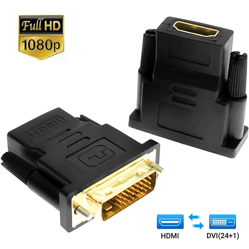 DVI zu HDMI-kompatiblen Adapter Bidirektionale DVI 24+1 zu HDMI Überzogene Stecker DVI Stecker zu HDMI Video Konverter für PC TV Projektor Image