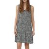 Jerseykleid S.OLIVER, Damen, Gr. 44, N-Gr, schwarz, Web, Obermaterial: 50% Baumwolle, 50% Modal, bedruckt, casual, relaxed fit knielang, V-Ausschnitt, ohne Ärmel, Kleider, Sommerkleid mit All-Over Print und Volant, legere Passform