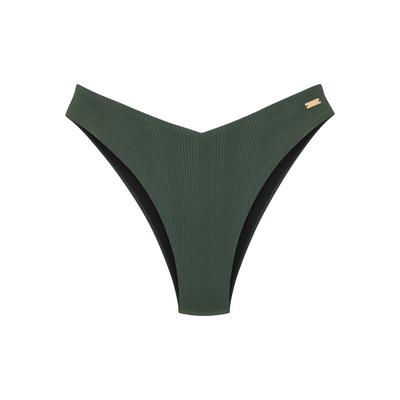 Bikini-Hose COPENHAGEN STUDIOS "Nela", Damen, Gr. 44, N-Gr, grün (dunkelgrün), Rippware, Recycling-Polyamid, unifarben, strukturiert, Badehosen, in V-förmiger Schnittform Image