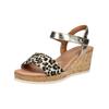 Keilsandalette MARCO TOZZI "Marco Tozzi Sandalen Leder", Damen, Gr. 38, braun (leopard), Leder, casual, Schuhe