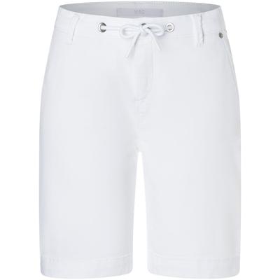 Shorts MAC "JOG´N SHORT", Damen, Gr. 34, N-Gr, weiß (weiß denim), Web, Obermaterial: 74% Baumwolle, 24% Polyamid, 2% Elasthan, unifarben, casual, regular fit kniefrei, Hosen, im Four-Pocket Style Image