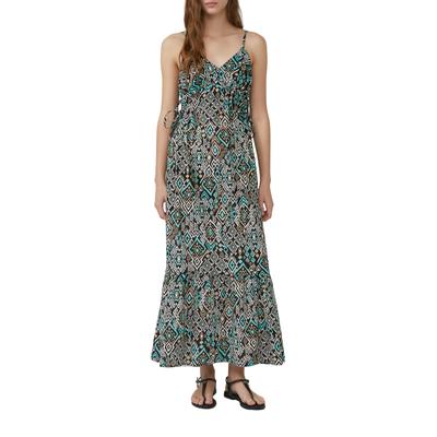 Maxikleid S.OLIVER, Damen, Gr. 42, N-Gr, schwarz turquise, Web, Obermaterial: 100% Baumwolle, bedruckt, casual, regular fit knöchelfrei, V-Ausschnitt, ohne Ärmel, Kleider, mit All-Over Print Image
