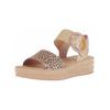 Keilsandalette GABOR "Gabor Sandalen Leder", Damen, Gr. 38, beige (beige, gold), Leder, casual, Schuhe