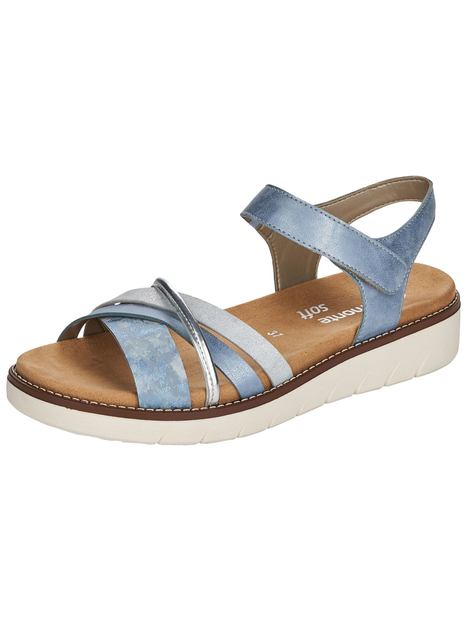 Riemchensandale REMONTE "Remonte Sandalen Lederimitat", Damen, Gr. 38, blau (heaven), Lederimitat, Schuhe Riemchensandale