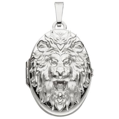 Medallion-Anhänger JOBO "Medaillon Brüllender Löwe", silber (silber 925), Schmuckanhänger, Damen, Silber 925 (Sterlingsilber), 925 Silber für 2 Fotos Image