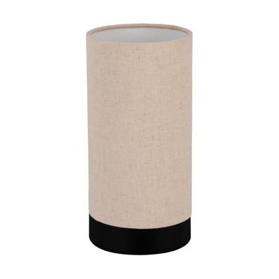 EGLO Tischleuchte "FENIGLIA", schwarz (schwarz natur), Ø 12,00cm H: 25,50cm, Lampen, Nachttischlampe, Leinen in Naturfarben und Metall in Schwarz, E27, Nachttischleuchte Image