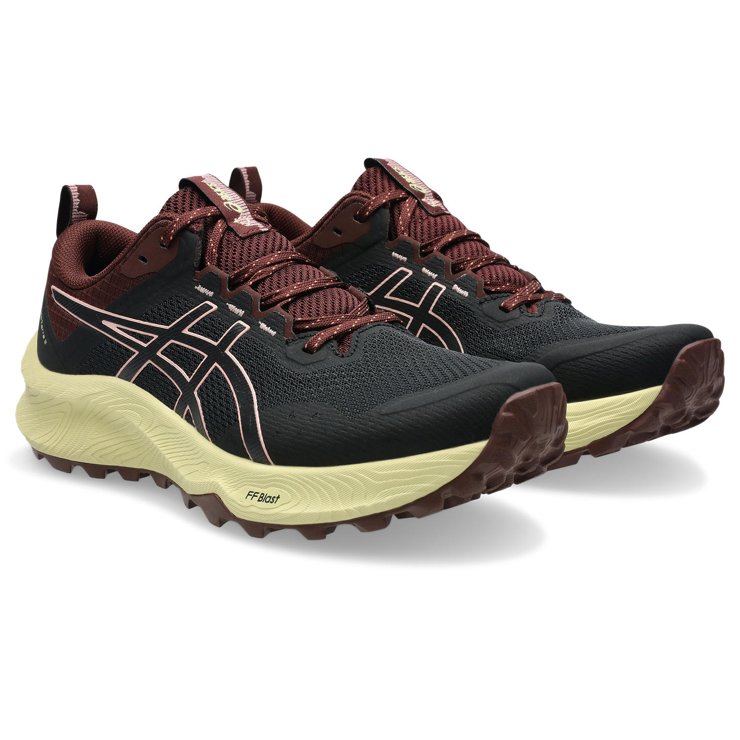 Trailrunningschuh ASICS "TRABUCO TERRA 3", Damen, Gr. 41,5, schwarz, wild blossom, Textil, Schuhe