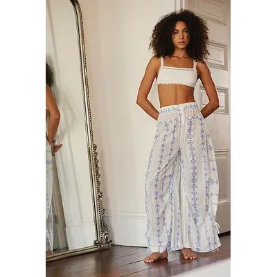 Come Over Printed Pants by Intimately at Free People in Ivory Combo, Size: Small