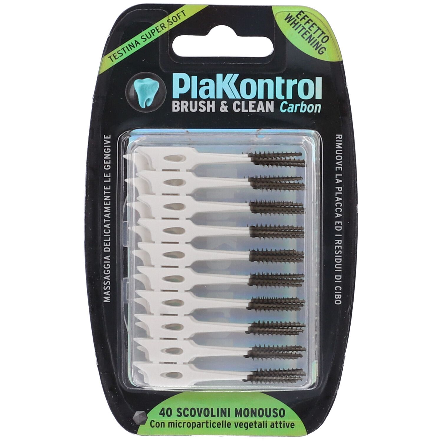 Plakkontrol Brush & Clean Carbon Scovolini 1 pz Spazzolino da denti