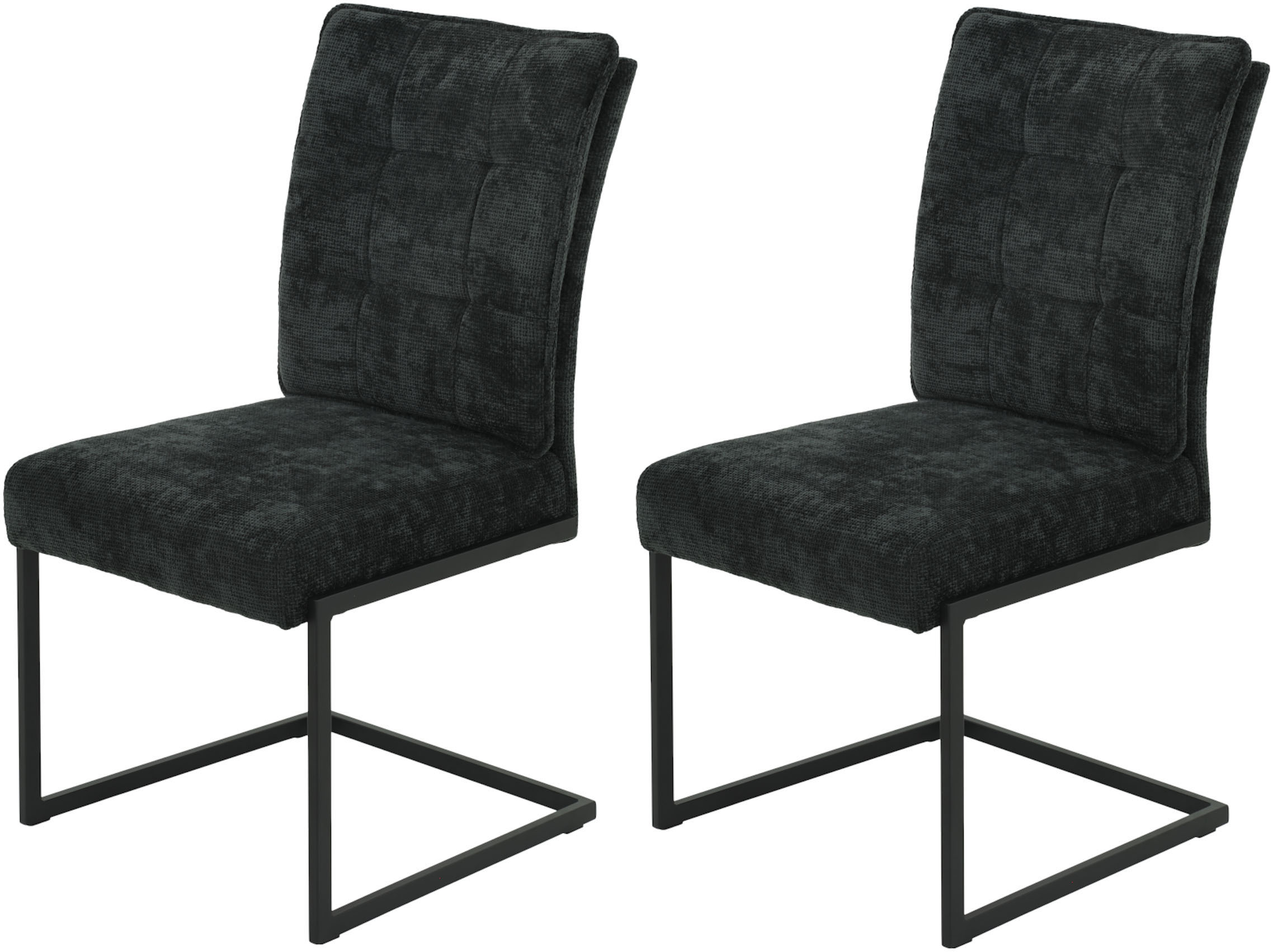 Freischwinger HELA "OLIVIA Esszimmerstuhl", schwarz (anthrazit, schwarz, schwarz), B:52cm H:98cm T:66cm, 100% Polyester, Stühle, Freischwinger, XL-Breite, Komfortsitz, Viskoseschaum, Griff Lehne, mit Kissen