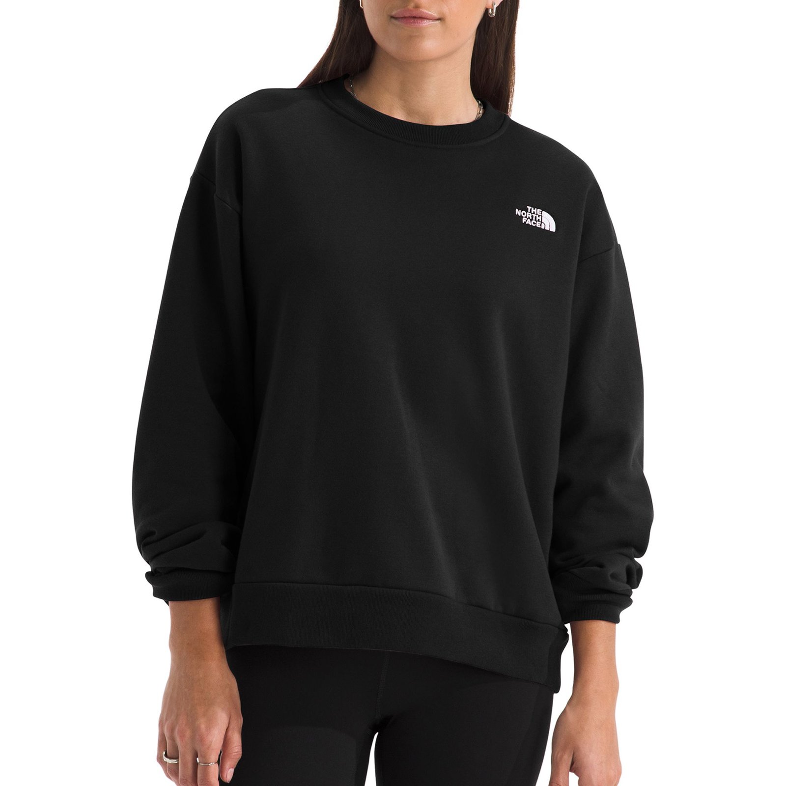The North Face Women's Evolution Simple Dome Oversized Crew (Size L) Black, Cotton,Polyester