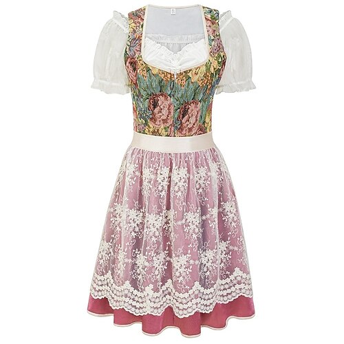 Carnaval Oktoberfest Robe Dirndl Robes traditionnelles Femme de ménage Allemand Munich Prairies Femmes Tissu de style traditionnel