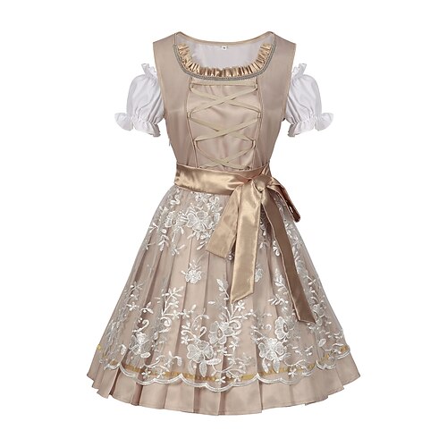 Carnaval Oktoberfest Robe Blouse Dirndl Femme de ménage Bavarois Prairies Femmes Soirée Fête de la Bière Tissu de style traditionnel
