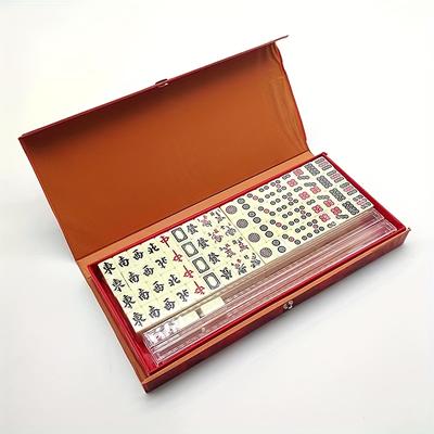 TEMU 144pcs Classic Ivory Chinese Mahjong Set, Compact Mahjong Set,travel And Board Games, Chrismas Gifts