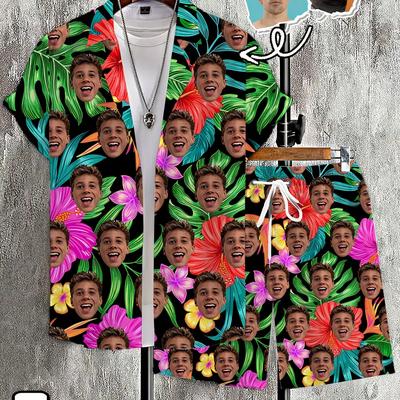 TEMU Custom 3d Printed Men's Short Sleeve Shirt And Shorts Set Image