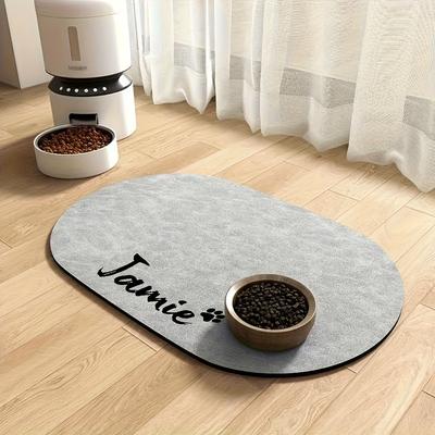 TEMU 1pc Personalized Dog Mat, Custom Absorbent Pet Feeding Pad With Your Pet's Name Printed On It—a Thoughtful Gift For Your Furry Friend Image