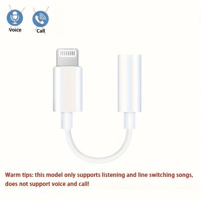 TEMU For Iphone Headphone Audio Adapter, For Iphone 11 12 13 Pro Max 12mini Se 2020 Xs Xr X 8 7, To 3.5mm Jack Aux Audio Cable Image