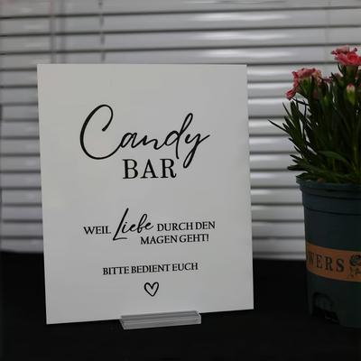 TEMU 2d Flat, (german)candy Bar Sign, Dessert Table Sign, Dessert Table Decorations & Wedding Decor For Baby Shower, Bridal Shower And Wedding Reception, White Acrylic Sign Image