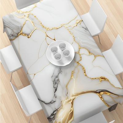 TEMU Washable Marble Pattern Tablecloth, Polyester, Square For Home, Kitchen, Dining, Picnic Party Decor Image