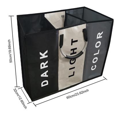 TEMU Large Capacity Laundry Basket With Removable Aluminum Handles, Thickened Material, Dual- - Ideal For Bedroom & Bathroom, , No Lining, Laundry Room Accessories, Laundry Baskets Image
