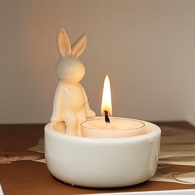 TEMU Easter Ceramic Art Deco Tabletop Candle Holder, Easter Candle Holder, Spring Easter Ceramic Craft, For Easter Holiday Image