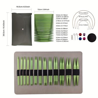 TEMU 13 Pairs/set Knitted Sweater Needles Green Aluminum Detachable Circular Needle Interchangeable Set Image