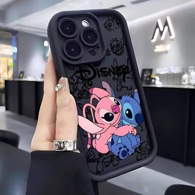 TEMU Stitch And Cute Phone Case Suitable For Iphone 16 15 14 11 Pro Xr Xs X 7 8 Plus Shockproof Soft Tpu Back Cover Image