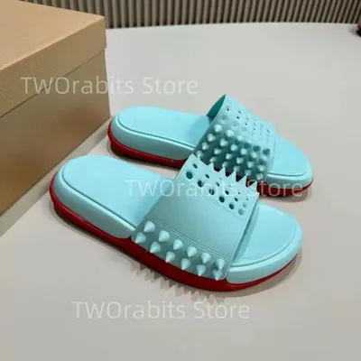 Black Red Zapatos De Mujer Mix Color Sandals Rivet Slipper Designer Mules Cozy Sandalias Punk Flat Fashion Chaussures Femme