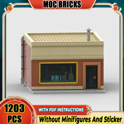 City Street View Model Moc Building Bricks Music Store Architecture Technology Modular DIY Scene