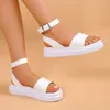 2025 Sandalen Schnalle Komfort Schuhe für Frauen Sommer Heels Anzug Weibliche Beige Große Größe Neue