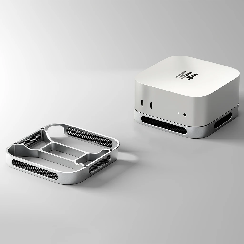 Für Mac mini M4/M4 Pro Desktop-Ständer Computer Riser Staubdicht Basis Wärmeableitung Halterung Aluminium Legierung Kühlung halter Dock Image