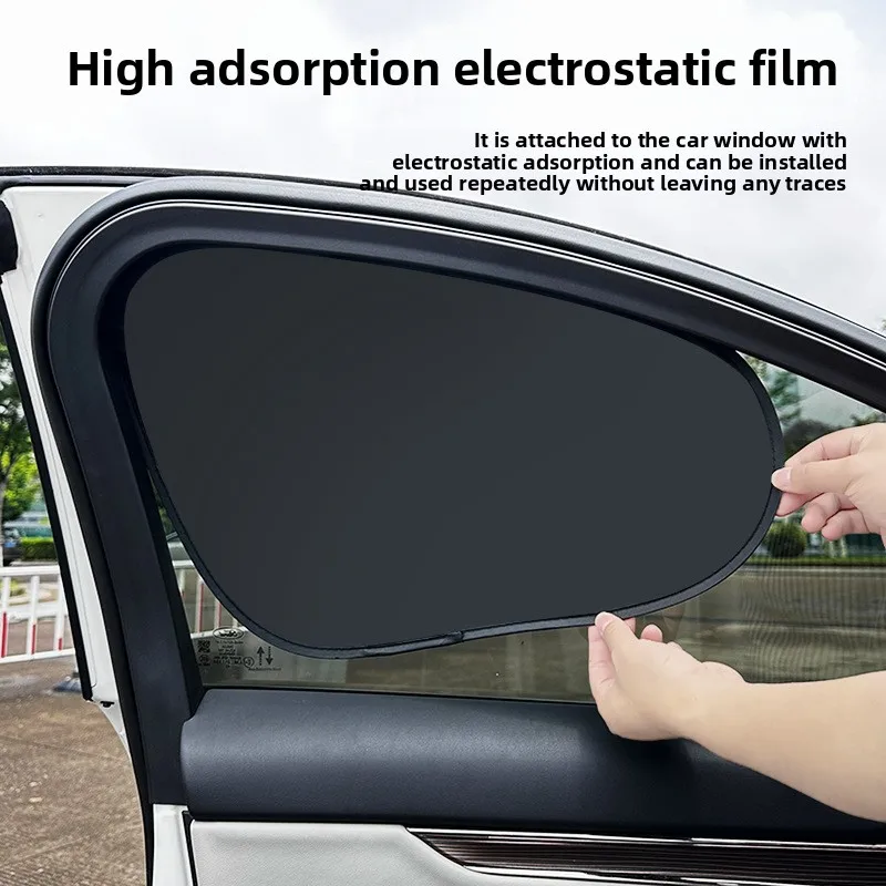 Auto schwarz Gummi elektrostatische Folie Adsorption Sonnenschutz Sonnenschutz Wärmedämmung Sonnenschirm Seitenvorhang und Licht NEU Image