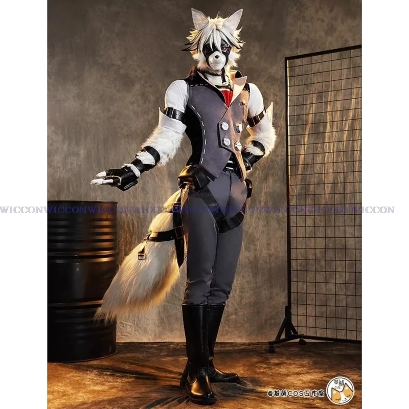 Von Lycaon Cosplay Kostüm Maske Perücke Spiel Zenless Zone Null Victoria Housekeeping Wolf von Lycaon Ohren Schwanz plus Größe XS-XXL