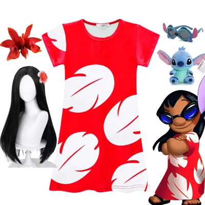 Lilo und Stitch-Kostüm für Kinder, animierte TV-Serie, zum Spielen, verkleiden sich, 2025, Hawaii-Stil, Lilo-Robe, Kleinkind, Sommer, Disneyland, Reisekleid Image
