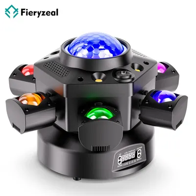 Fieryzeal 120W Six-armed Stage Light DMX512 DJ Disco Light RGBW 4in1 Strobe Moving Head Light Magic