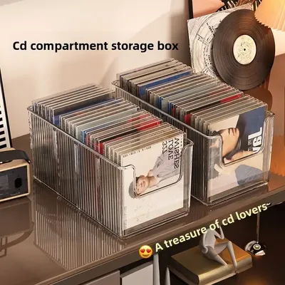 CD DVD Storage Rack - Vinyl Record Cassette Tape Display Organizer, Desktop Album Collection Box