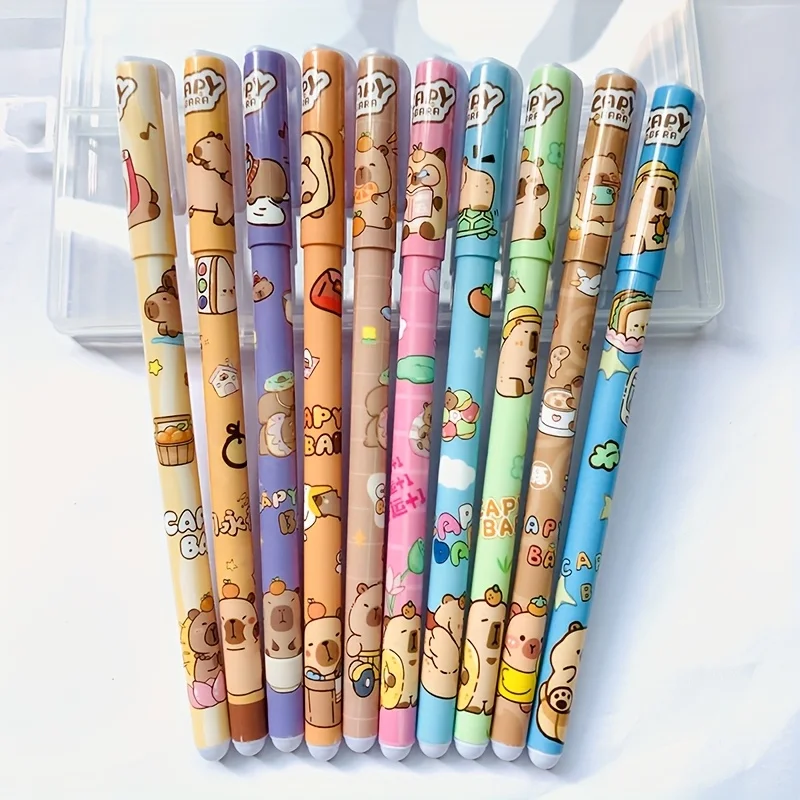 10 stücke Farbige Capybara Stifte Gel Stift Koreanischen Stil Farbe Schnell Trocknend Highlighter Stifte für Feine Schreiben Werkzeuge Büro Schule versorgung Image