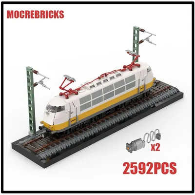 Eisenbahnzug BR103 Airport Express (weiß/gelb) MOC Baustein Dampflokomotive Modell Expert Collection Show Bricks Spielzeug Image