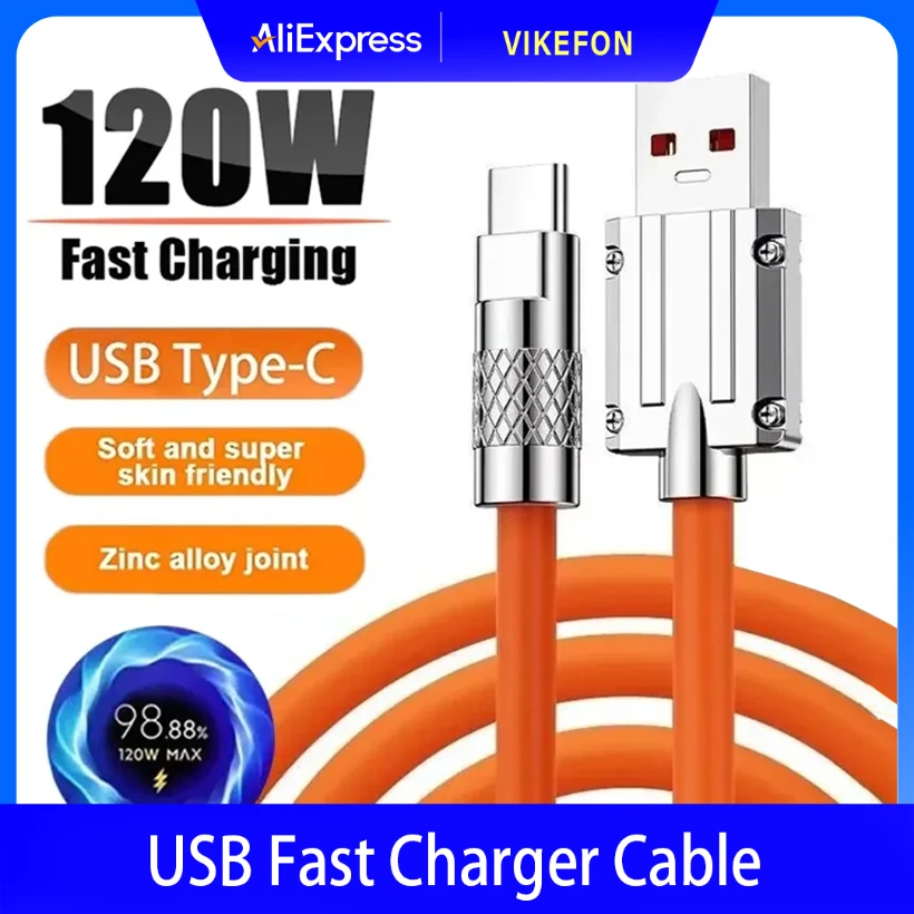 120W 6A Flüssigsilikonkabel Schnellladung 1M USB-Kabel USB C Ladekabel für Huaweiamsung Xiaomi Super Fast Charge Typ C S Image