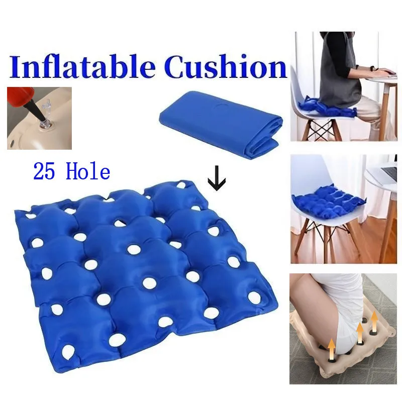 16/25 Aufblasbares Anti-Dekubitus-Rollstuhlkissen, Anti-Hämorrhoiden-Kissen aus PVC und Beflockungsmaterialien Image