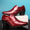 Rote High Heels Schuhe Mann Kleid Schuhe Luxus Elegante männer Leder Schuhe Große Größe 38-46 Spitz