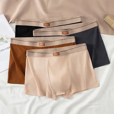 4/8 Stück Herren Einfarbig Einfache Mode Unterwäsche Jugend Vielseitig Plus Size Flache Eckhose Sport Strand Bottom Shorts Image